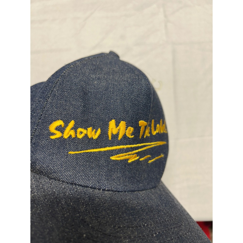 Vintage SMWIA Union Made Denim Snapback Hat Show Me The Label Made in USA Blue - Picture 7 of 8
